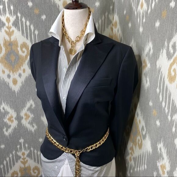 Ralph Lauren Made in Italy Black Cropped Tuxedo Gail Tailcoat - Picture 13 of 16